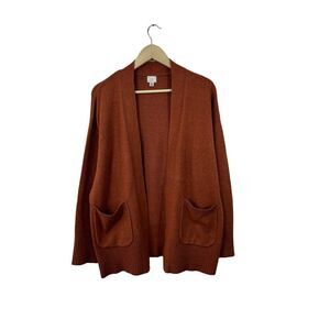 A New Day Medium Sweater Cardigan Open Front Burnt Orange Fall Womens